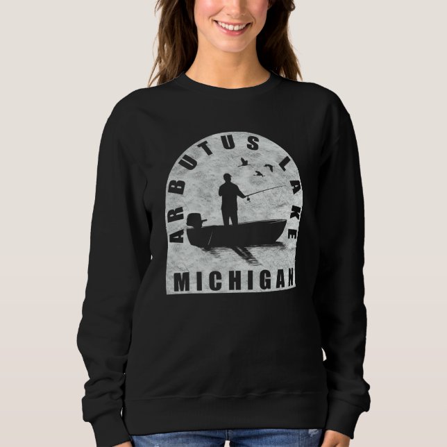Sweatshirt Arbutus Lake Fishing Michigan (Devant)