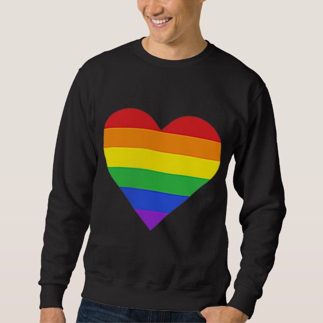 Sweatshirt Arc-en-ciel Coeur rayé subtil LGBT Pride Mois Gay (Devant)