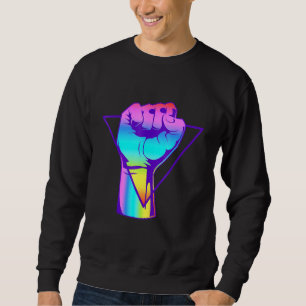 Sweatshirt Arc-en-ciel Gay LGBT Fierté Soutien Résiste Poing 