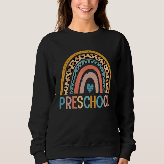 Sweatshirt Arc-en-ciel léopard maternelle Professeur premier  (Devant)