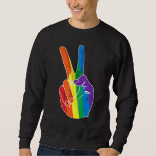Sweatshirt Arc-en-ciel signe de paix Love Lesbian Gay Pride L