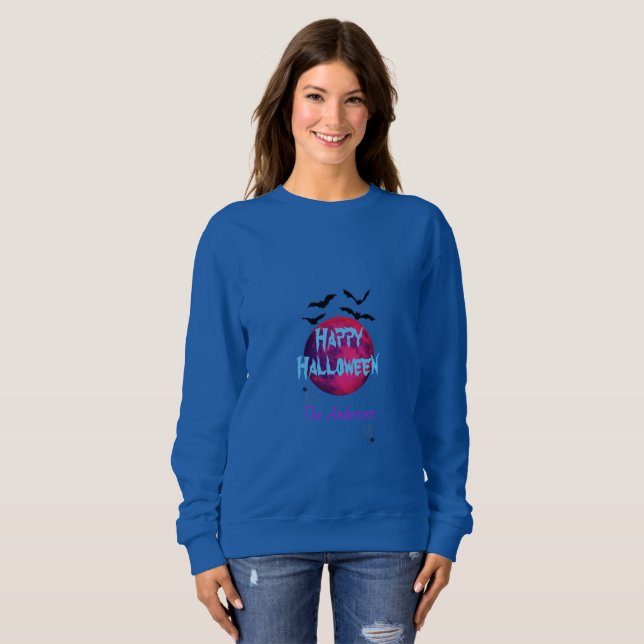 Sweatshirt Arch Moon Bat Spider Éffrayant Moderne Halloween h (Devant entier)