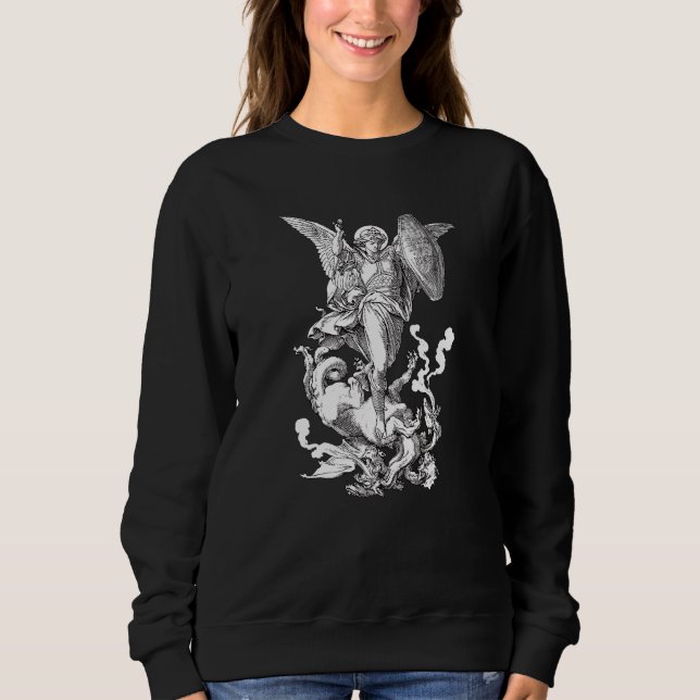 Sweatshirt Archange Saint Michel combattant le dragon cathol (Devant)