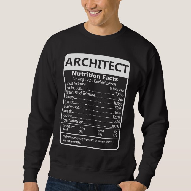 Sweatshirt Architect Nutrition Facts Sarcastic Graphic (Devant)
