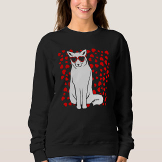 Sweatshirt Arctic Snow Fox Heart Glasses Valentines Day Anima