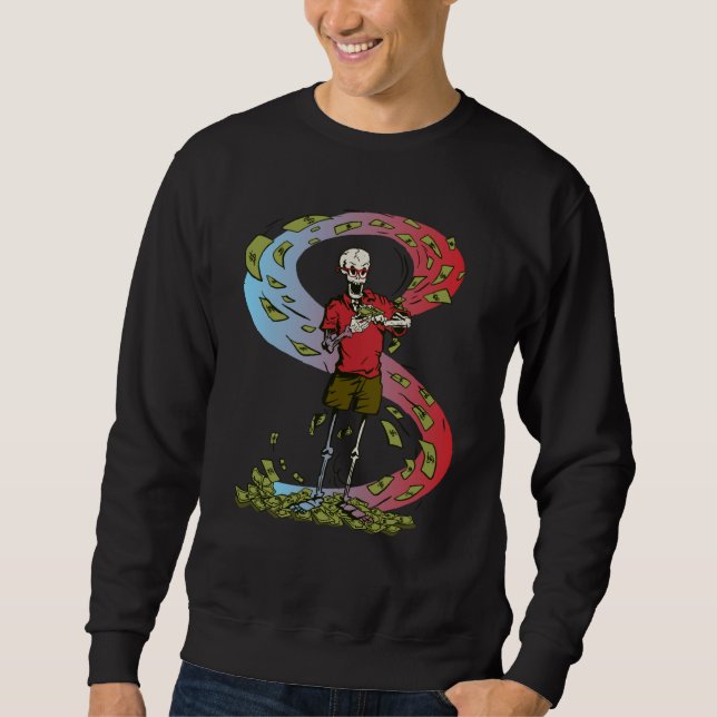 Sweatshirt argent dollars squelette dépense (Devant)