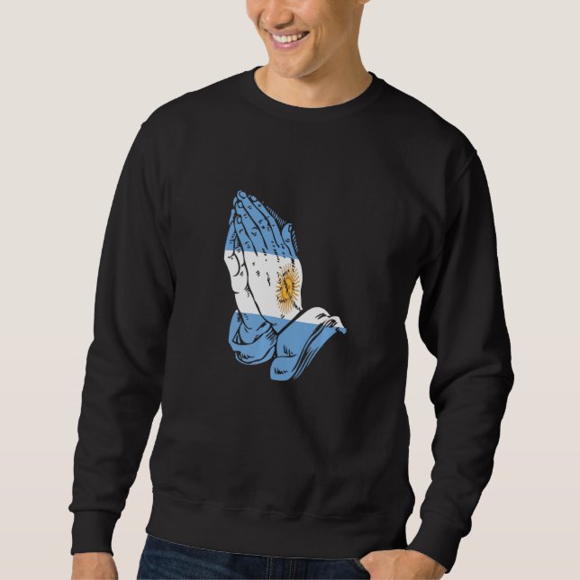 Sweatshirt Argentine Drapeau Des Mains De Prière Camisa De Ar (Devant)