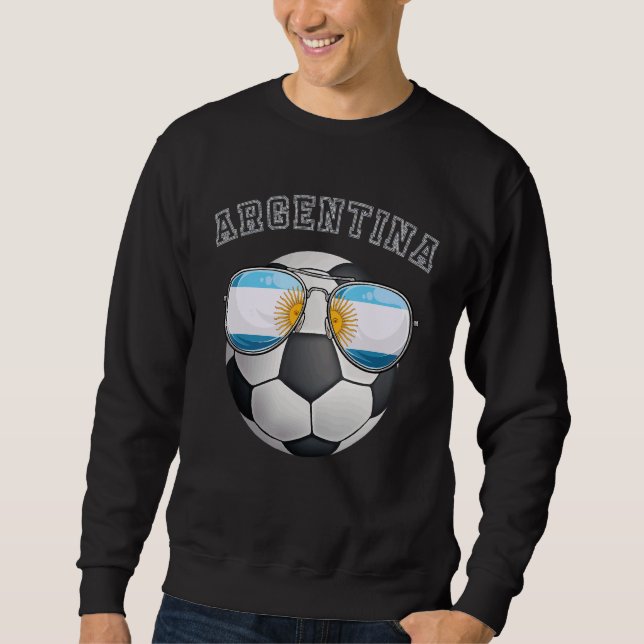 Sweatshirt Argentine Ventilateur de football Sunglass Footbal (Devant)