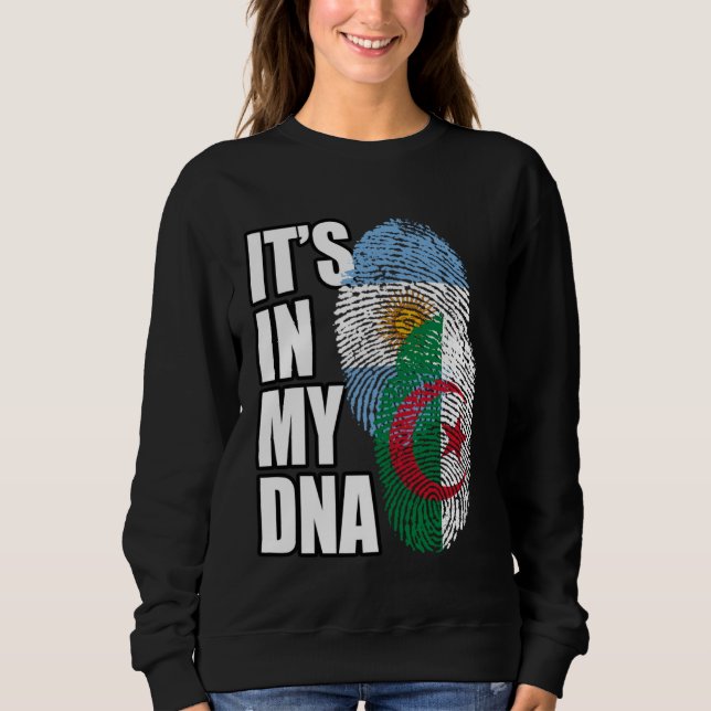 Sweatshirt Argentinian And Algerian Mix DNA Flag Heritage (Devant)