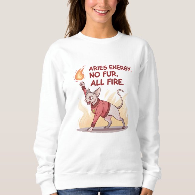 Sweatshirt Aries Energy Sphynx Cat No Fur All Fire Art (Devant)