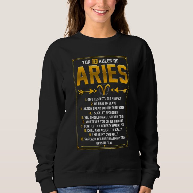 Sweatshirt Aries Horoscope Zodiac Faits Traits Règles Astrolo (Devant)