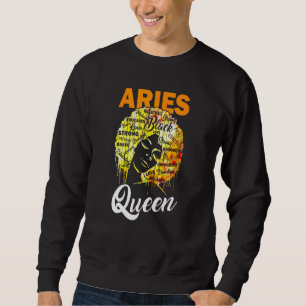 Sweatshirt Aries Queen Black Woman Afro cheveux naturels Afri