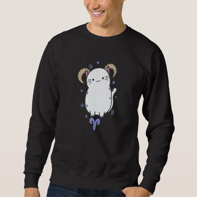 Sweatshirt Aries Zodiac Sign as a Cat Horoscope (Devant)