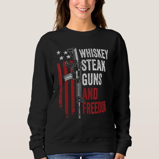 Sweatshirt Armes Whiskey Bière Et Liberté Boire Usa Gun O (Devant)