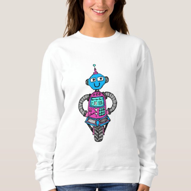 Sweatshirt Arnie Robot : Rose et bleu (Devant)