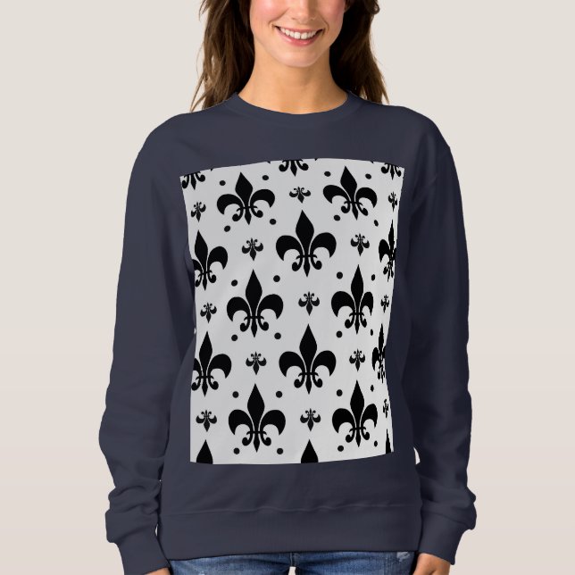 Sweatshirt Arrière - plan blanc Fleur-de-lis Motif design (Devant)