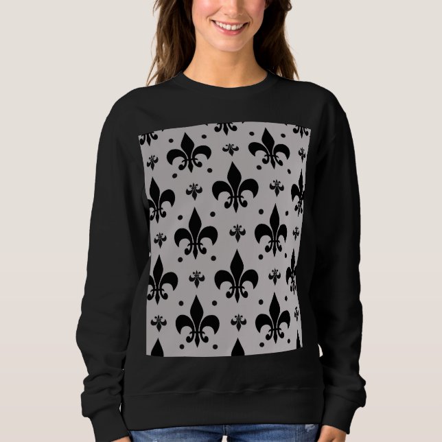 Sweatshirt Arrière - plan gris Fleur-de-lis Motif Design (Devant)