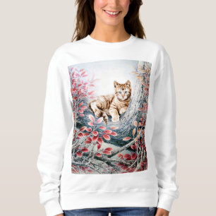 Sweatshirt Art chinois de chat dans l'arbre