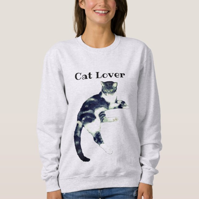Sweatshirt Art de chat noir et blanc  (Devant)