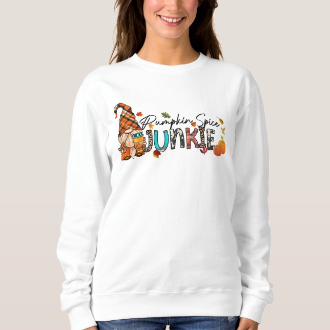 Sweatshirt Art de mot de junkie de spice de citrouille drôle (Devant)
