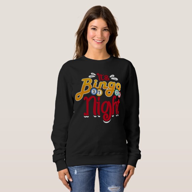 Sweatshirt Art de mot de soirée de Bingo mignon  (Devant entier)