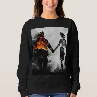 Sweatshirt Art de silhouette de couple infirmière et pompier