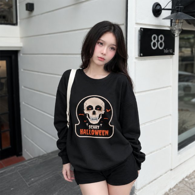 Sweatshirt Art de sticker crâne de vampire effrayant (Créateur téléchargé)