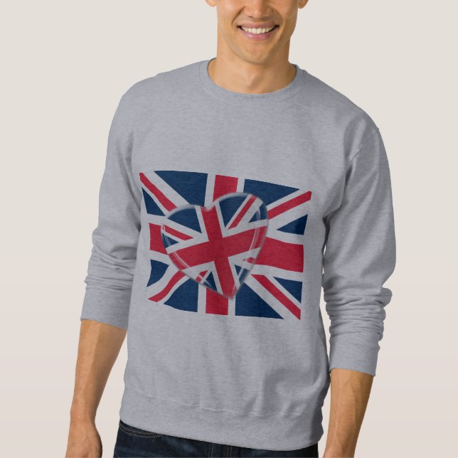 Sweatshirt Art désinvolte de drapeau et de coeur d'Union Jack (Devant)
