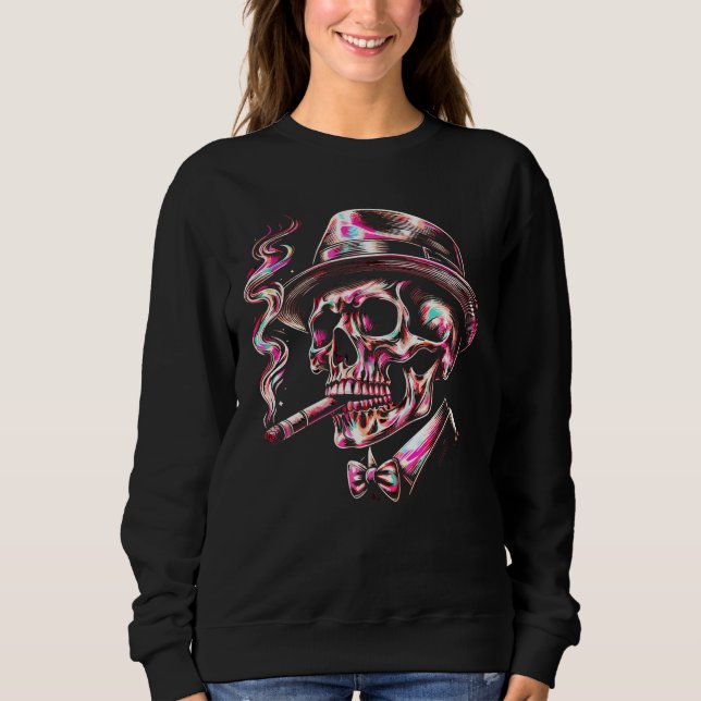 Sweatshirt Art du cigare au crâne coloré (Devant)