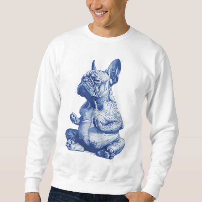 Sweatshirt Art du Zen Bulldog en position de méditation (Devant)