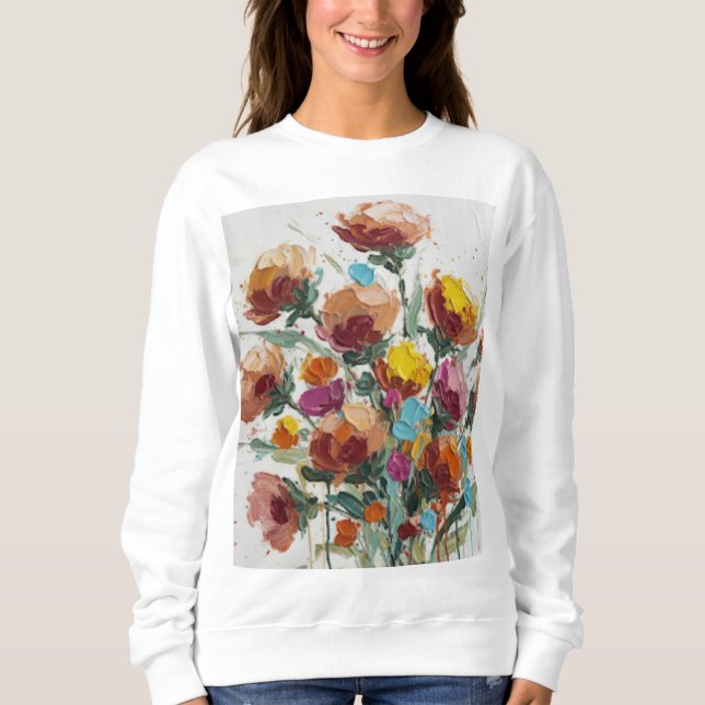 Sweatshirt Art floral abstrait moderne  (Devant)