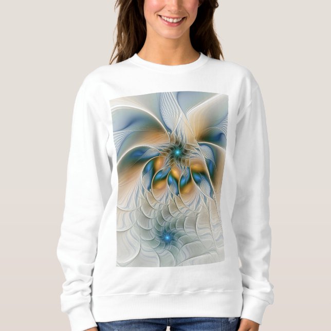 Sweatshirt Art fractal abstrait et aérien avec du bleu (Devant)
