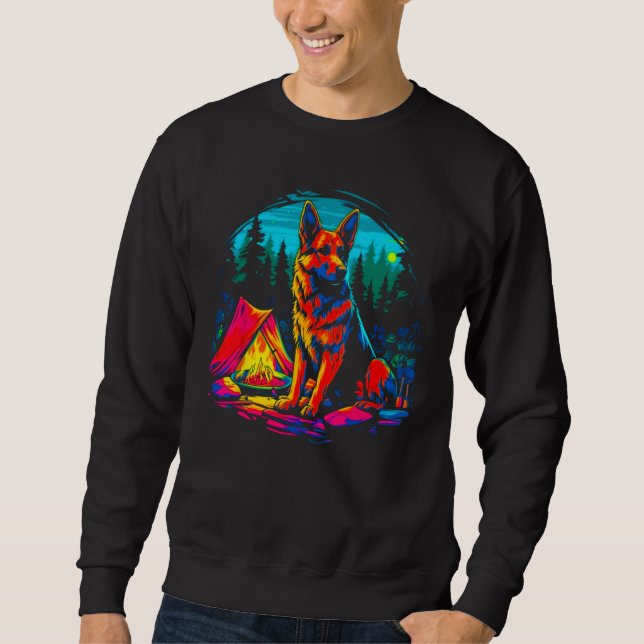 Sweatshirt Art German Shepherd Dog Camping (Devant)