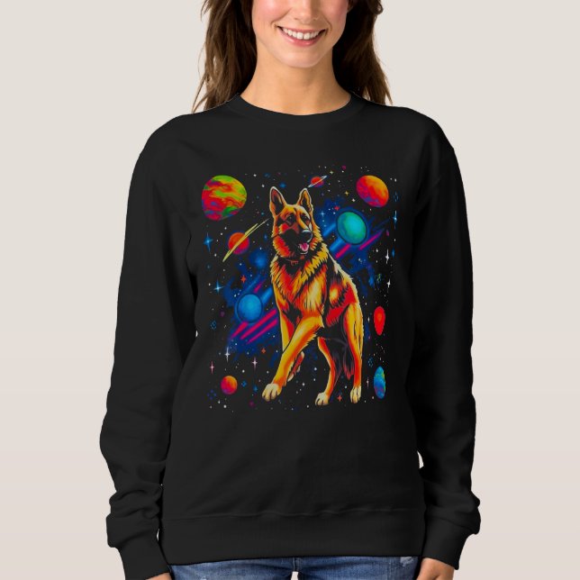Sweatshirt Art German Shepherd Dog Cosmos Galaxy Space Planet (Devant)