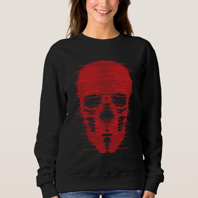 Sweatshirt Art Glitch Crâne Rouge (Devant)