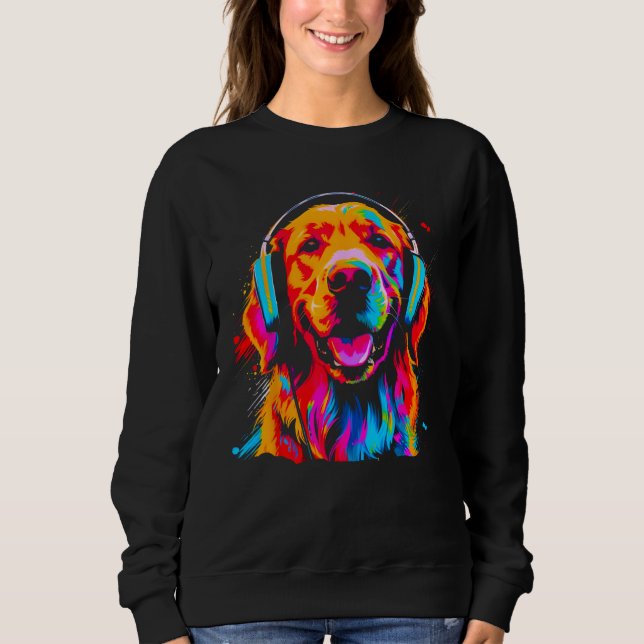 Sweatshirt Art Golden Retriever Dog DJ Headset (Devant)