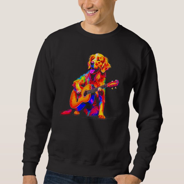 Sweatshirt Art Golden Retriever Dog Guitar (Devant)