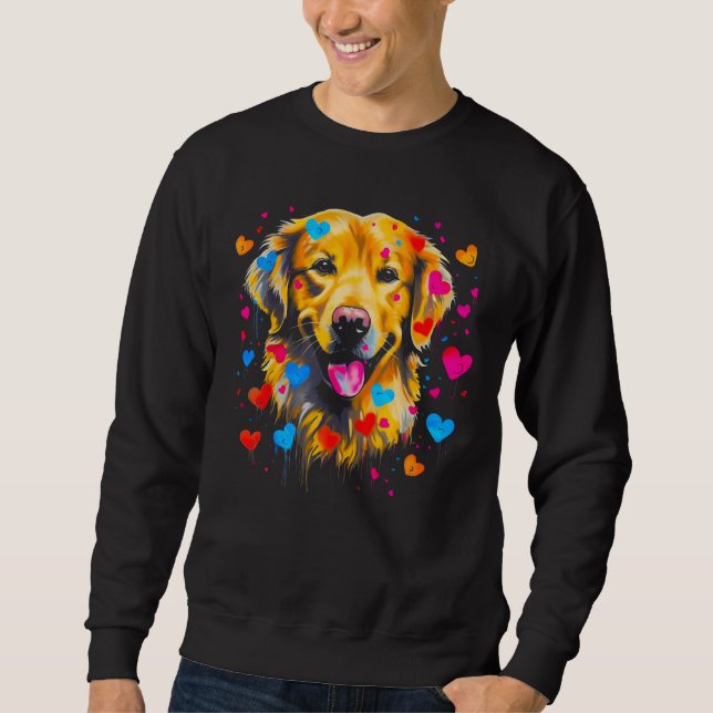 Sweatshirt Art Golden Retriever Dog Love Heart Family (Devant)