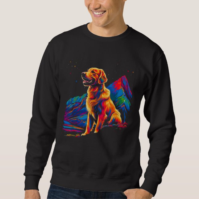 Sweatshirt Art Golden Retriever Dog Mountain Hiking (Devant)