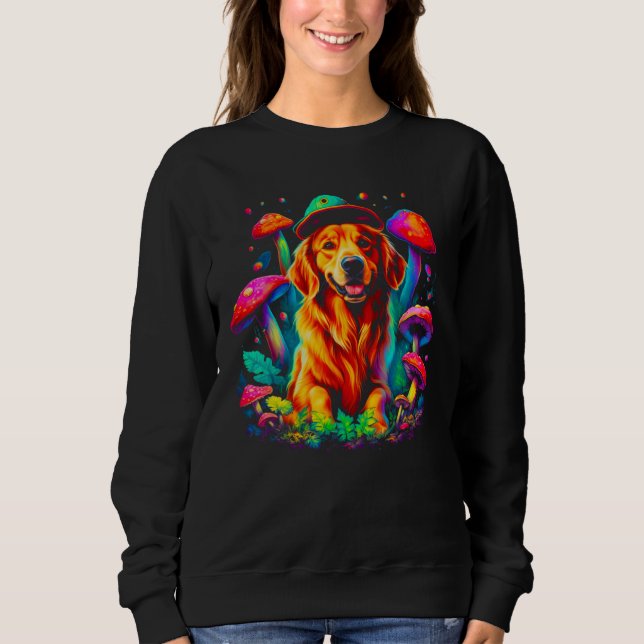 Sweatshirt Art Golden Retriever Dog Mushroom Psychedelic (Devant)