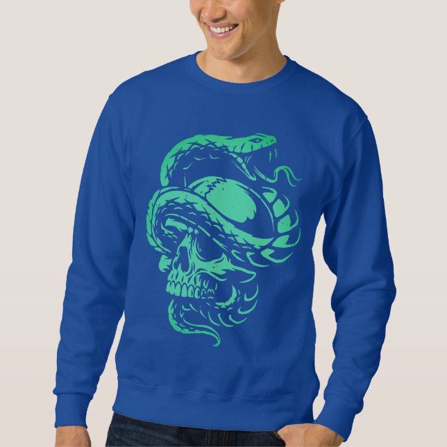 Sweatshirt Art gothique crâne néon et serpent (Devant)