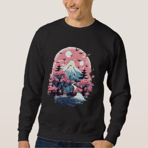 Sweatshirt Art japonais Ukiyo-e Geisha Cerry Blossom Mont F