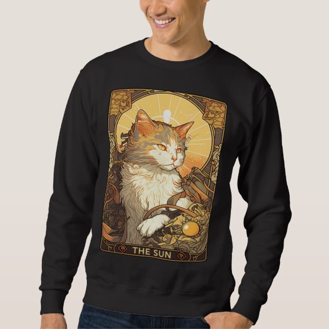 Sweatshirt Art Nouveau The Sun Tarot Card Cat Taro (Devant)