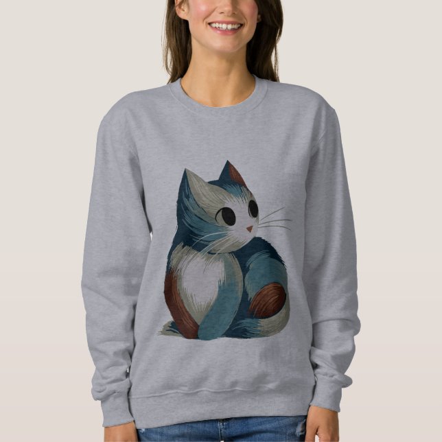 Sweatshirt Art numérique de chat coloré (Devant)
