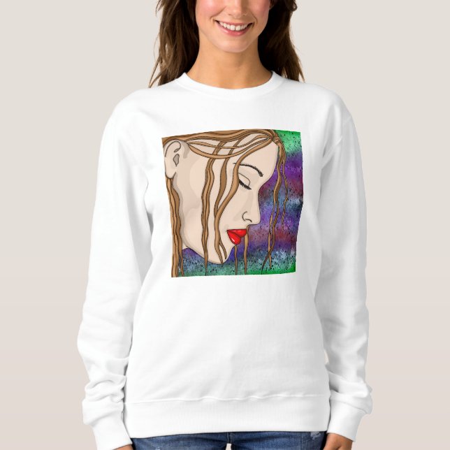 Sweatshirt Art numérique | Triste dame profonde dans la pensé (Devant)