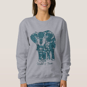 Sweatshirt Art orné à motif éléphant sauvage et libre
