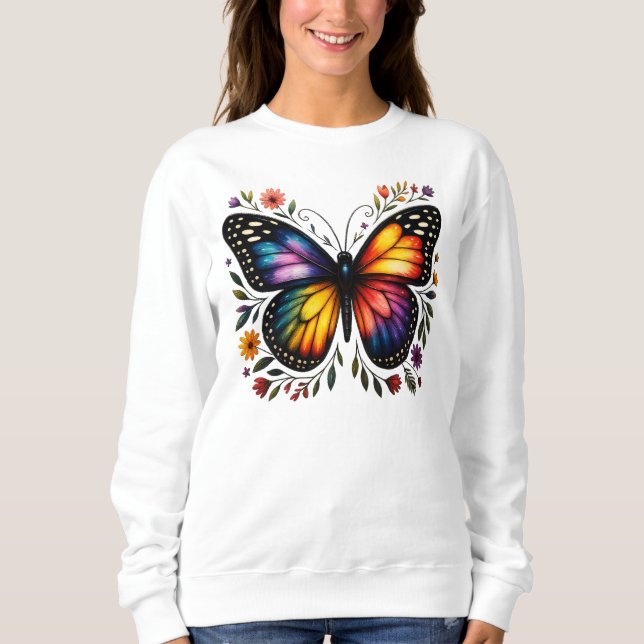 Sweatshirt Art Papillon Arc-en-Ciel (Devant)