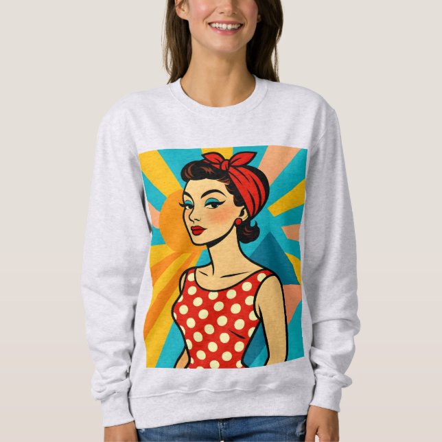Sweatshirt Art Pop Moderne du Milieu du Siècle - Beauté Rétro (Devant)