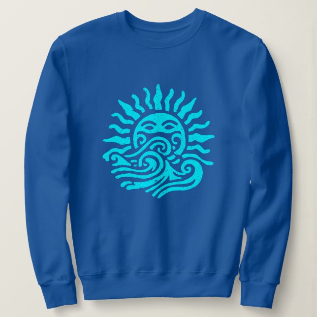 Sweatshirt Art tribal soleil et vagues océaniques (Design devant)