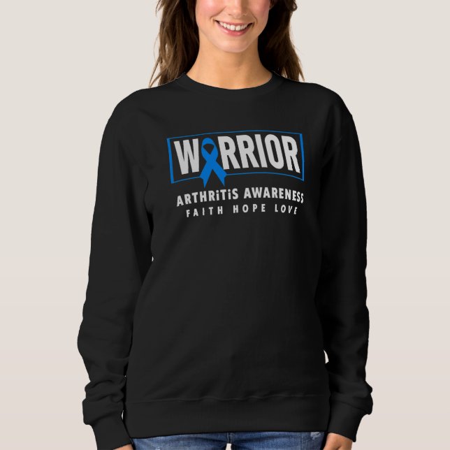 Sweatshirt Arthrite Guerrier Bleu Ruban Sensibilisation à l'a (Devant)